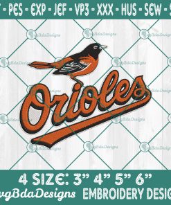 Baltimore Orioles Embroidery Designs, MLB Logo Embroidered