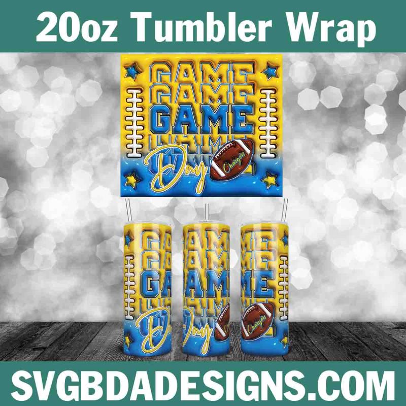 Chargers Game Day Tumbler Wrap, 20oz NFL Game Day Tumbler, NFL Football Template Wrap, Los Angeles Chargers Game Day Football Tumbler