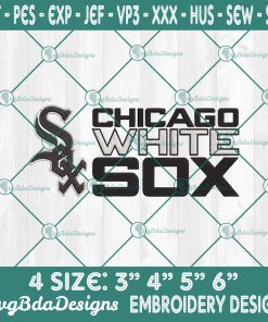 Chicago White Sox Baseball Embroidery Designs, MLB Logo Embroidered