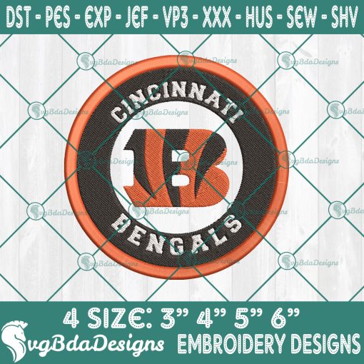 Cincinnati Bengals Logo Embroidery Designs, NFL Team Logo Embroidered, Bengals Football Embroidery Designs, Football Team Embroidered, NFL Logo Embroidery