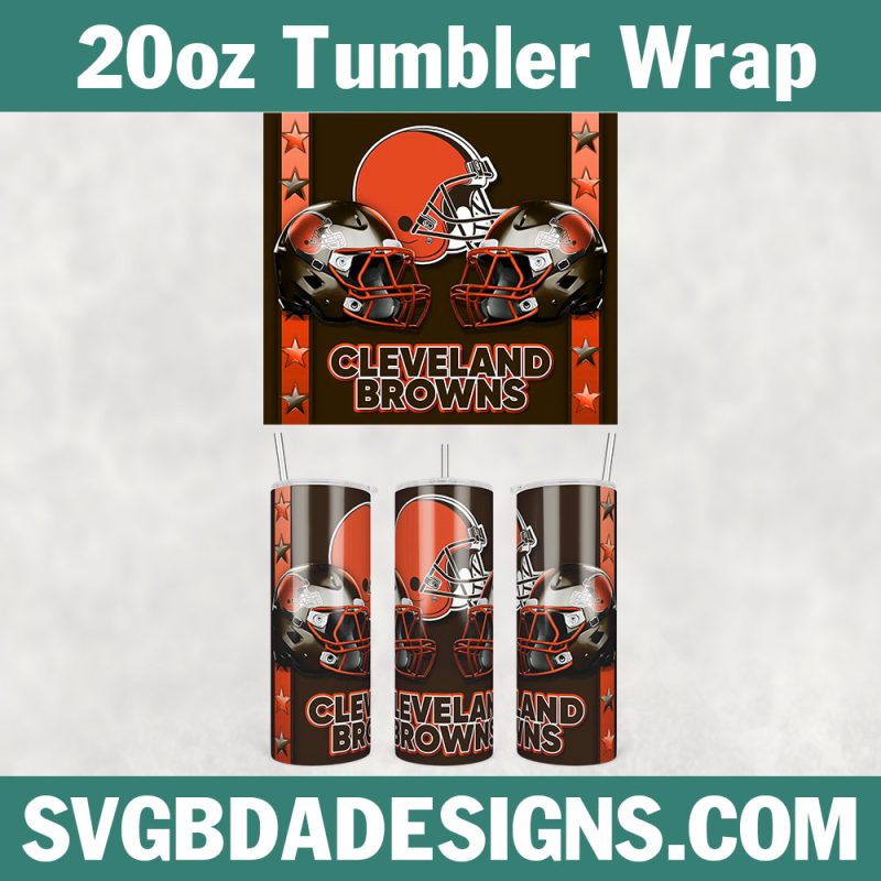 Cleveland Browns 20oz Skinny Tumbler Wrap, Cleveland Browns Football Tumbler Wrap, NFL Football Tumbler Template