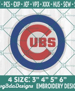 Cubs Logo Embroidery Designs, MLB Logo Embroidered