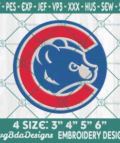 Cubs Mascot Embroidery Designs, MLB Logo Embroidered
