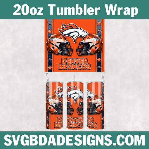 Denver Broncos 20oz Skinny Tumbler Wrap, Broncos Football Tumbler Wrap, NFL Football Tumbler Template