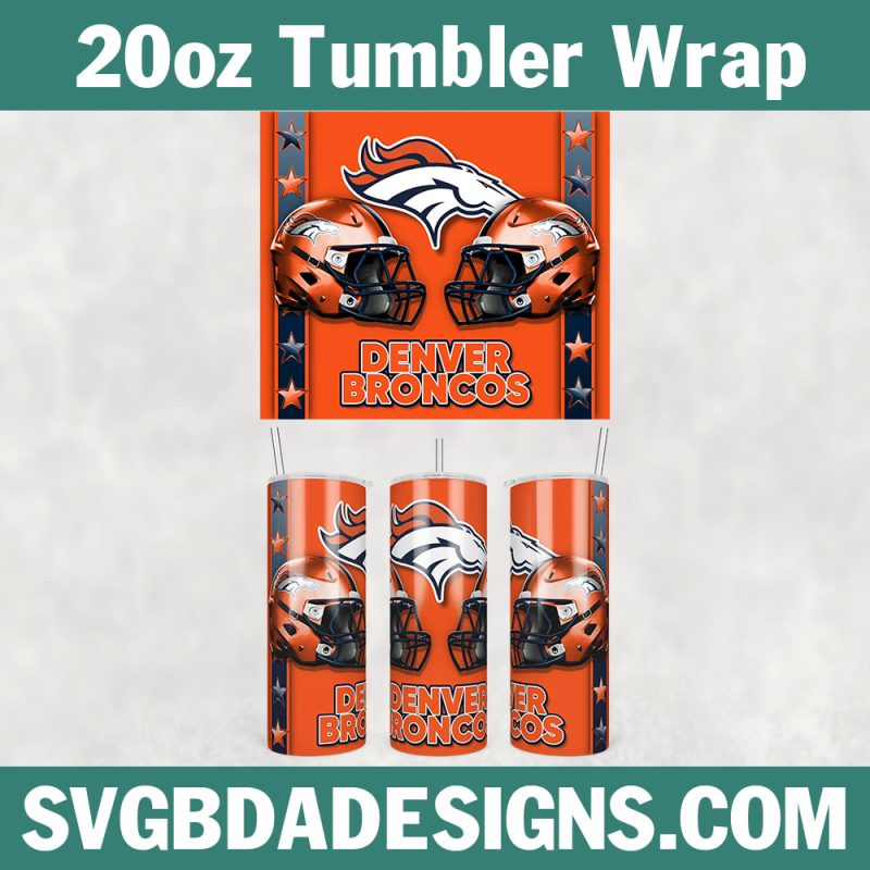 Denver Broncos 20oz Skinny Tumbler Wrap, Broncos Football Tumbler Wrap, NFL Football Tumbler Template