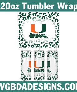 Hurricanes Logo Leopard 20oz Skinny Tumbler Wrap,NCAA Logo University College Tumbler Wrap, NCAA Football Tumbler Wrap, Hurricanes Logo Tumbler Wrap