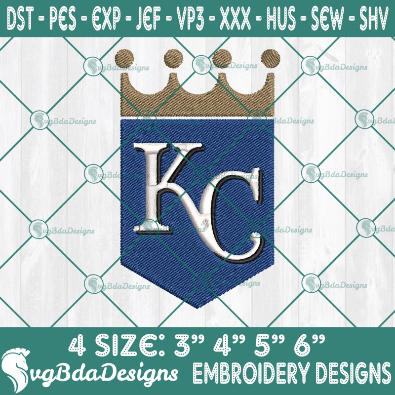 KC Royals Embroidery Designs, MLB Logo Embroidered, Royals Baseball Embroidery Designs, MLB Embroidery Designs, MLB Baseball Logo Embroidery
