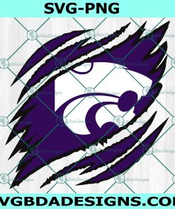 Kansas State Wildcats Ripped Claw SVG, NCAA Mascot University College Svg