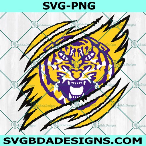 LSU Tigers Ripped Claw SVG, NCAA Mascot University College Svg, NCAA Ripped Claw Svg, NCAA Logo SVG, LSU Tigers Svg