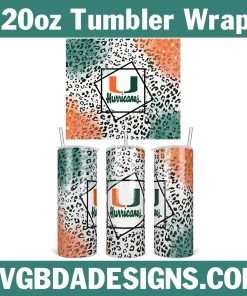 Miami Hurricanes Leopard Logo 20oz Skinny Tumbler Wrap,NCAA Logo University College Tumbler Wrap