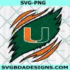 Miami Hurricanes Ripped Claw SVG, NCAA Mascot University College Svg, NCAA Ripped Claw Svg, NCAA Logo SVG, Miami Hurricanes Svg