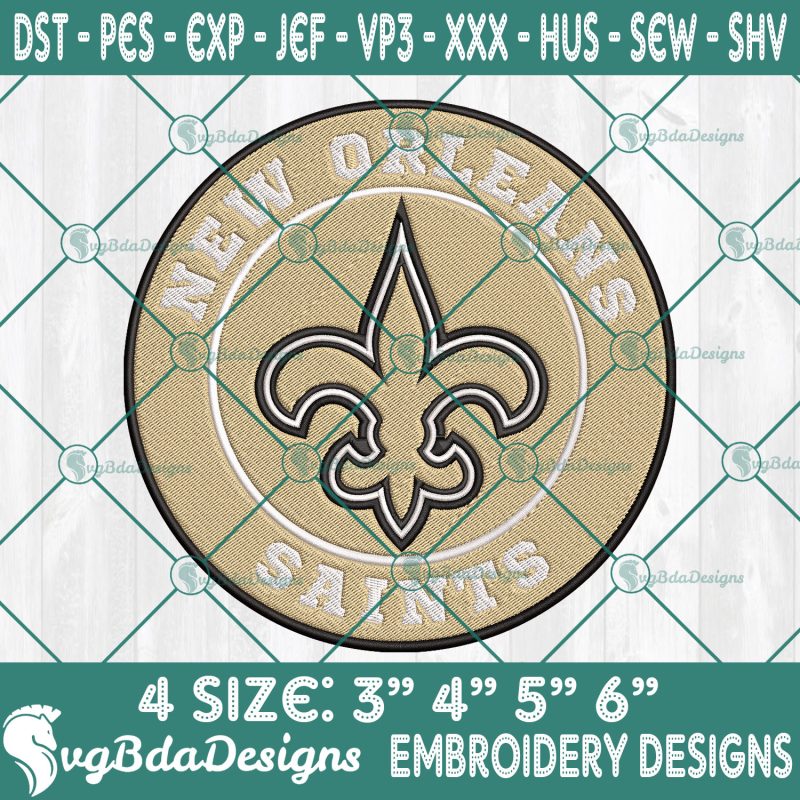 New Orleans Saints Logo Embroidery Designs, NFL Team Logo Embroidered, Saints Football Embroidery Designs, Football Team Embroidered, NFL Logo Embroidery