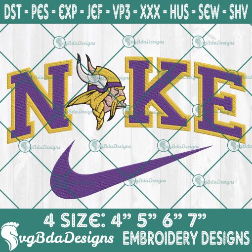Nike Minnesota Vikings Embroidery Designs, Minnesota Vikings Football Embroidery, NFL with Nike Embroidered, Football Team Embroidered, NFL Logo Embroidery
