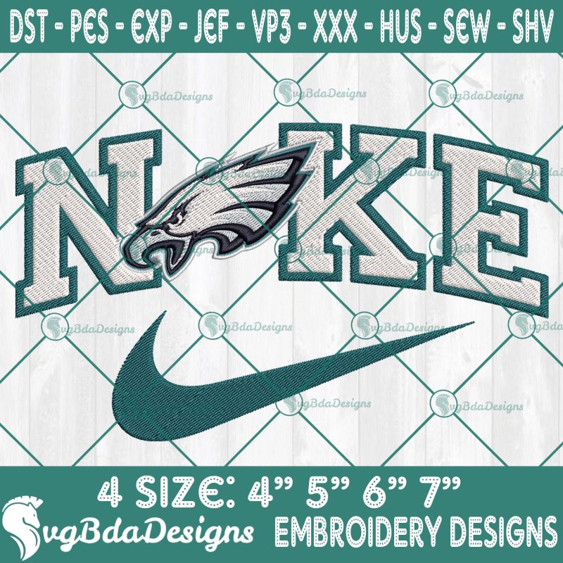 Nike Philadelphia Eagles Embroidery Designs, Philadelphia Eagles Football Embroidery, NFL with Nike Embroidered, Football Team Embroidered, NFL Logo Embroidery