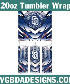 San Diego Padres Baseball 20oz Tumbler Template, MLB Tumbler Wrap