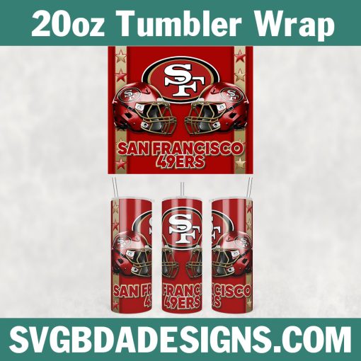 San Francisco 49ers 20oz Skinny Tumbler Wrap, 49ers Football Tumbler Wrap, NFL Football Tumbler Template