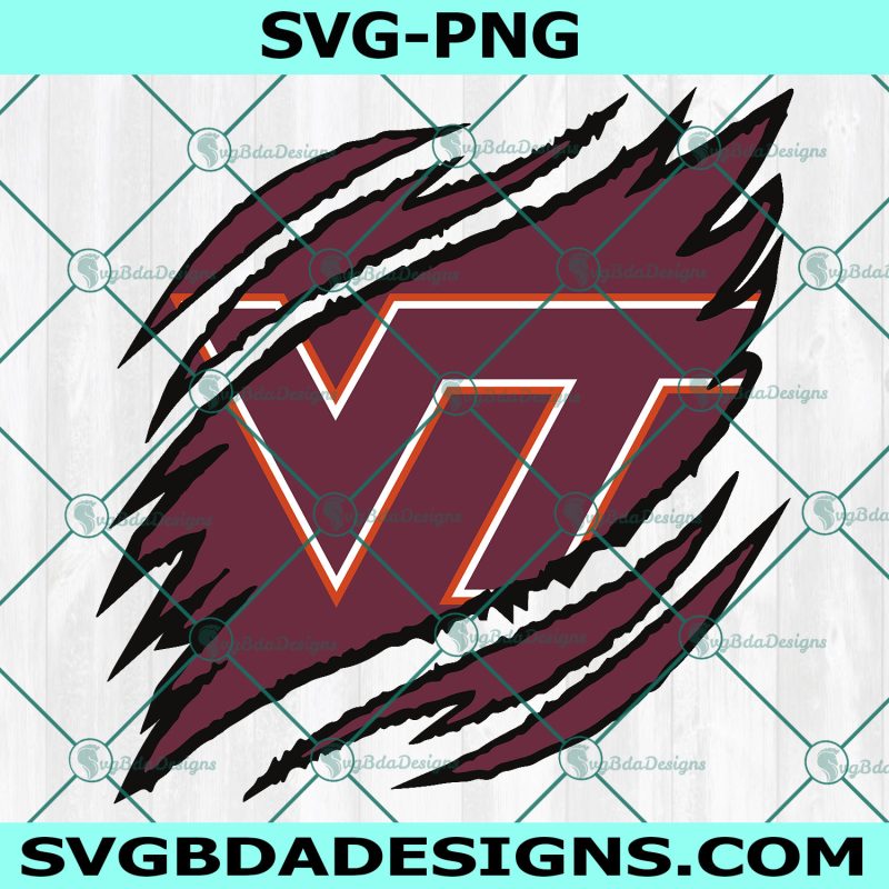 Virginia Tech Hokies Ripped Claw Ripped Claw SVG, NCAA Mascot University College Svg, NCAA Ripped Claw Svg, NCAA Logo SVG, Virginia Tech Hokies Svg