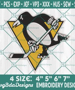 Pittsburgh Penguins Embroidery Designs, NHL Logo Embroidered, Pittsburgh Penguins Hockey Embroidery Designs,  Hockey Logo Embroidery