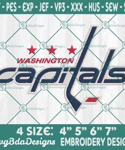 Washington Capitals Machine Embroidery Designs, NHL Logo Embroidered, Washington Capitals Hockey Embroidery Designs,  Hockey Logo Embroidery