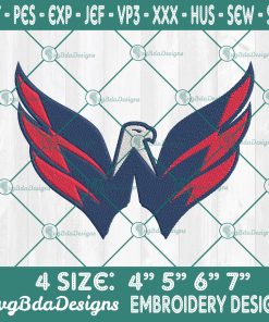 Washington Capitals Embroidery Designs, NHL Logo Embroidered, Washington Capitals Hockey Embroidery Designs,  Hockey Logo Embroidery