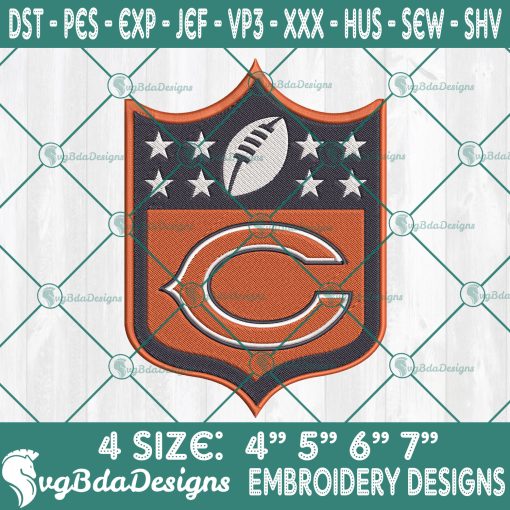Chicago Bears Logo NFL Embroidery Designs, Chicago Bears Embroidery Designs, NFL Logo Embroidery Designs, America Football Embroidery Designs