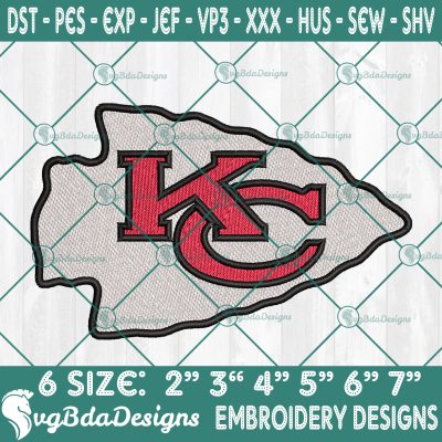 Kansas City Chiefs Machine Embroidery Designs, Kansas City Chiefs Embroidery Designs, NFL Logo Embroidery Designs, America Football Embroidery Designs
