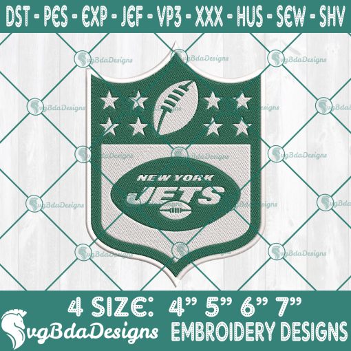 New York Jets Logo NFL Embroidery Designs, New York Jets Embroidery Designs, NFL Logo Embroidery Designs, America Football Embroidery Designs