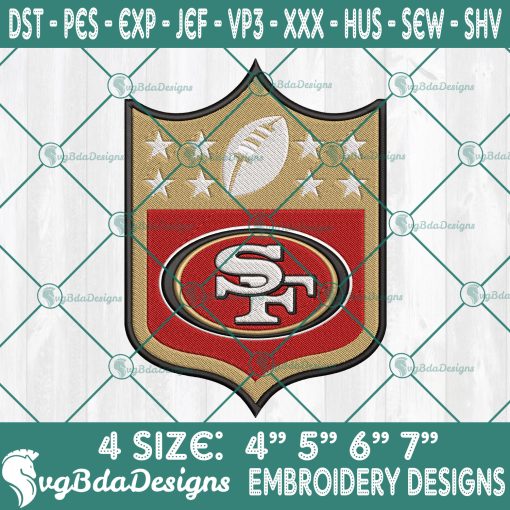 San Francisco 49ers Logo NFL Embroidery Designs, San Francisco 49ers Embroidery Designs, NFL Logo Embroidery Designs, America Football Embroidery Designs